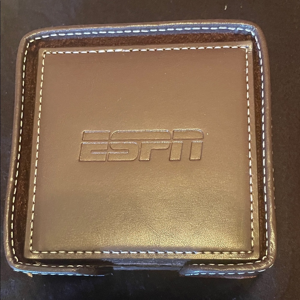 ESPN Brown Leather Coasters by Leeman